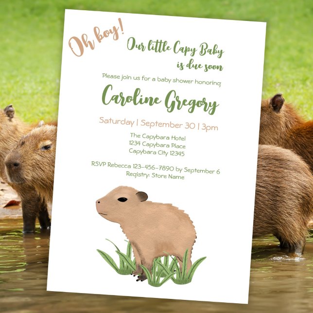 Invitation Baby shower Capy Baby Boy Capybara Pun Personnalis (Créateur téléchargé)
