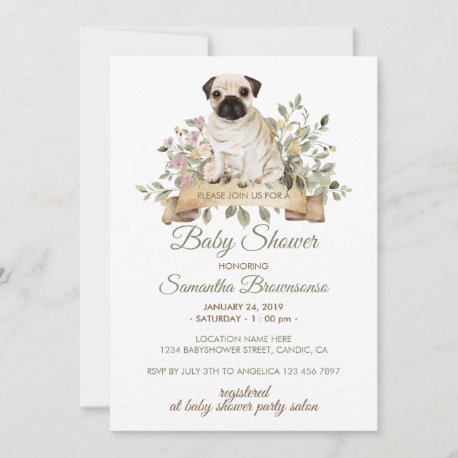 Invitation Baby shower carlin Puppy (Devant)
