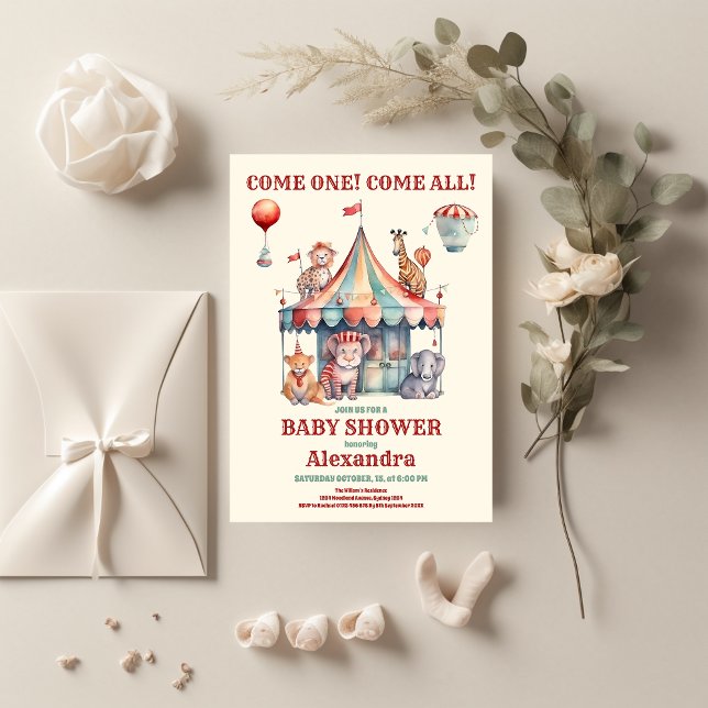 Invitation Baby shower Carnaval Aquarelle (Créateur téléchargé)