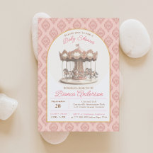 Invitation Baby shower Carousel vintage