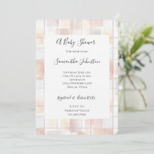 Invitation Baby-Shower Carrés Rose Pêche