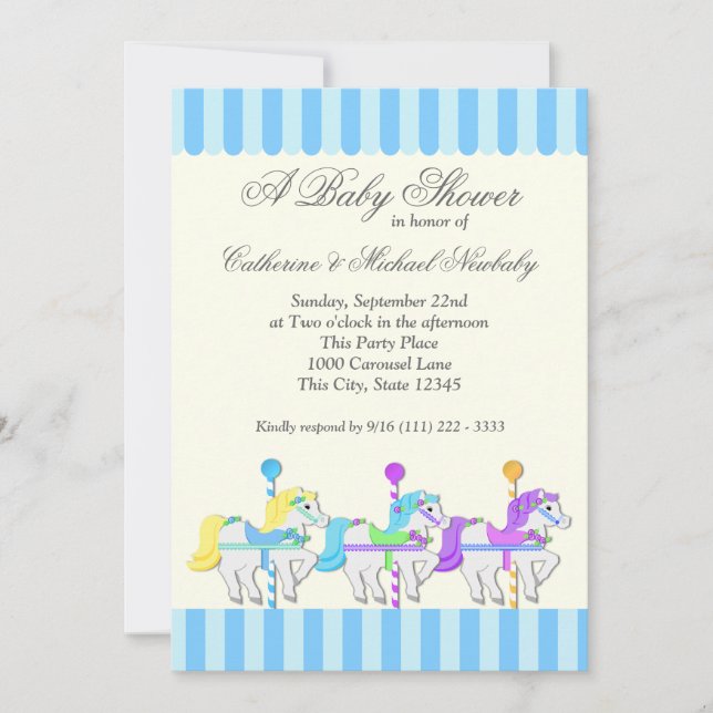 Invitation Baby shower carrousel (Devant)