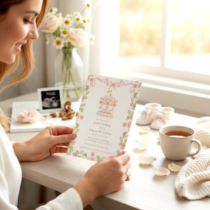 Invitation Baby shower Carrousel Pastel avec code QR de répon