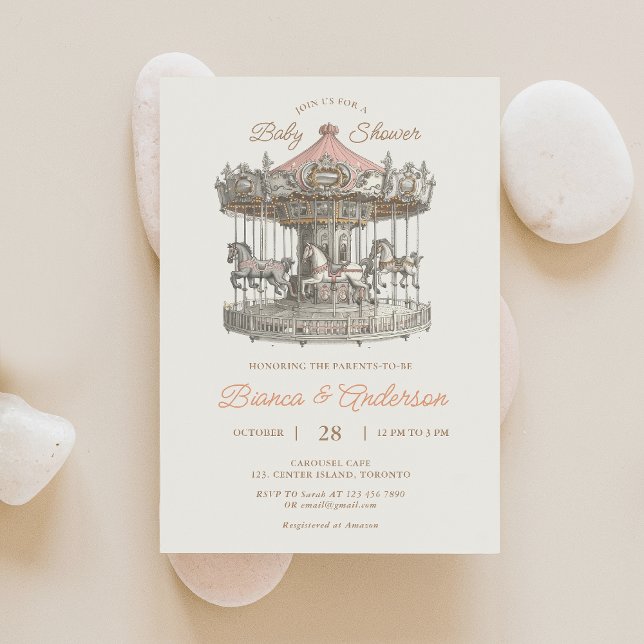 Invitation Baby Shower Carrousel Vintage 2 (Créateur téléchargé)