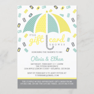 Invitation Baby shower Carte Cadeau, Jaune, Vert