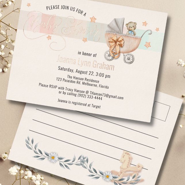 Invitation baby shower | Carte postale Teddy Bear  (Créateur téléchargé)