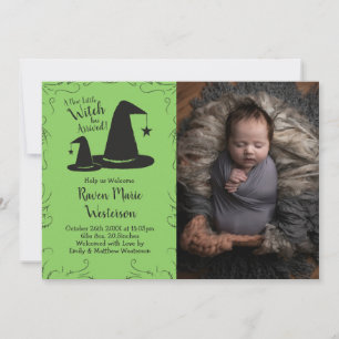 Invitation Baby shower Casquette sorcière Halloween