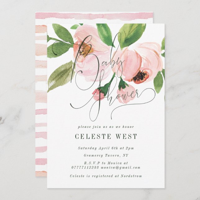 INVITATION BABY SHOWER CÉLÉBRÉE (Devant / Derrière)