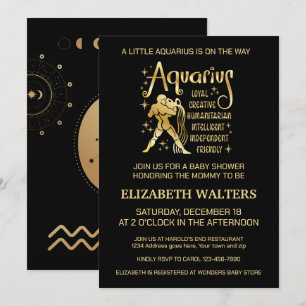 Invitation Baby shower céleste Aquarius Zodiac