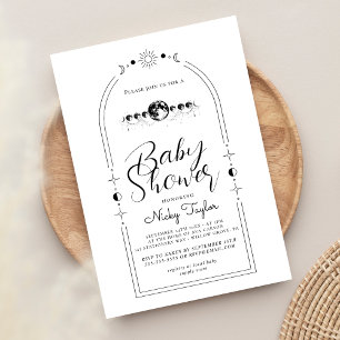 Invitation Baby shower céleste blanc minimaliste
