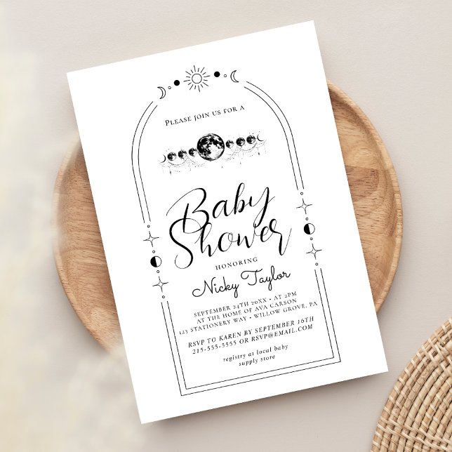 Invitation Baby shower céleste blanc minimaliste (Créateur téléchargé)