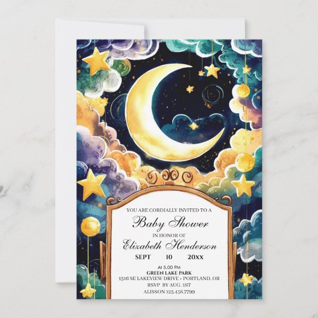 Invitation Baby shower céleste du Boho Star Twinkle (Devant)