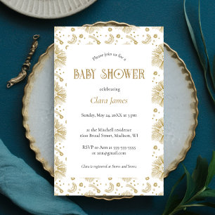 Invitation Baby Shower Céleste Genre Neutre Vintage