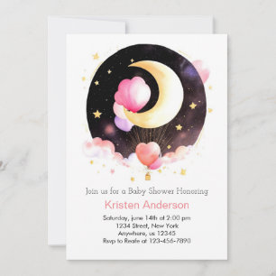 Invitation Baby shower céleste rose de nuit Sky Girl