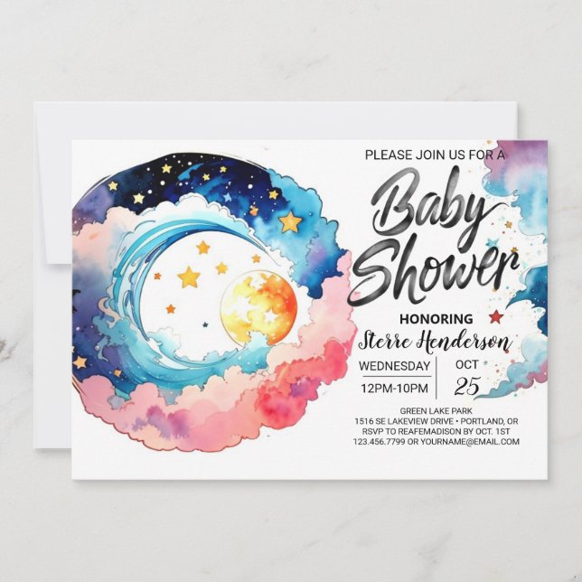 Invitation Baby shower Celestial Bliss (Devant)