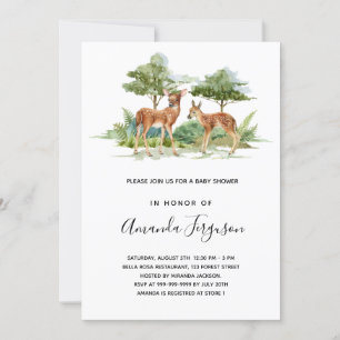 Invitation Baby shower cerf d'animaux de forêt
