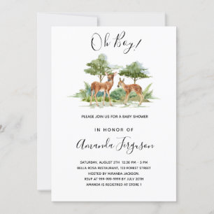 Invitation Baby shower cerf d'animaux de forêt