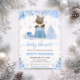 Invitation Baby Shower Cerf de la Forêt d'Hiver