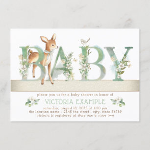 Invitation Baby Shower Cerf de la Forêt Neutre en Genre