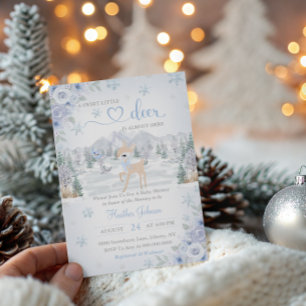 Invitation Baby Shower Cerf d'Hiver Flocon de Neige