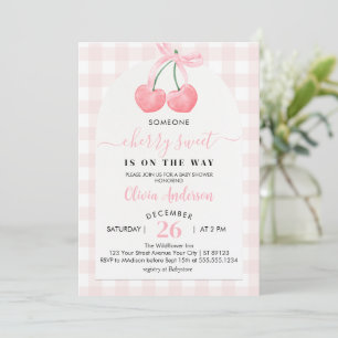 Invitation baby shower cerise sucrée