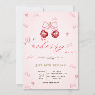 Invitation Baby-Shower Cerise Sur Le Haut