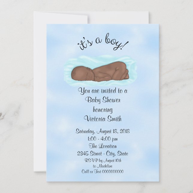 Invitation Baby shower c'est un bébé de garçon ethnique (Devant)