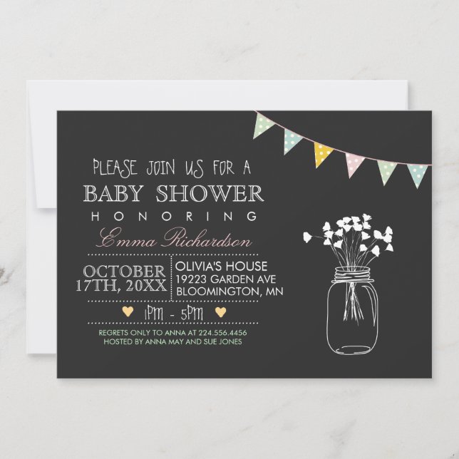 Invitation Baby shower Chalkboard moderne (Devant)