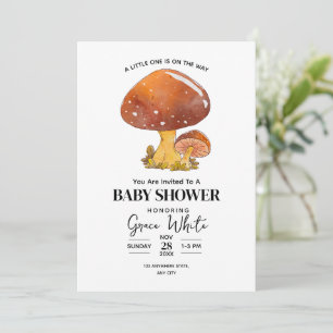Invitation Baby shower champignon Baby shower boisé minimal