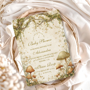 Invitation Baby Shower Champignon Forêt Enchantée