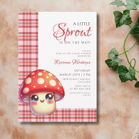Baby Shower Champignon Gingham Rouge Petit Poussin