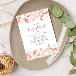 Invitation Baby shower champignons aquarelle