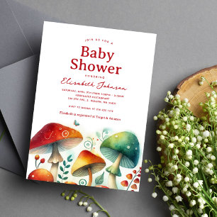Invitation Baby Shower Champignons de la Forêt Fantaisiste