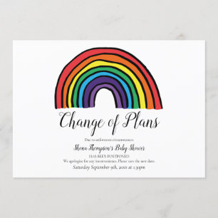 Invitation Baby shower Changement de plans Script moderne Arc