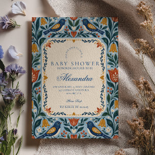 Invitation Baby-Shower Charmant d'Art Populaire Nordique