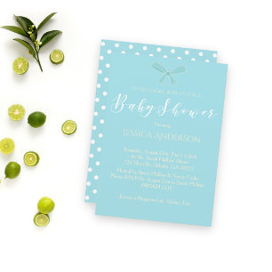 Invitation Baby Shower Charme Vintage Ruban Bleu Canard