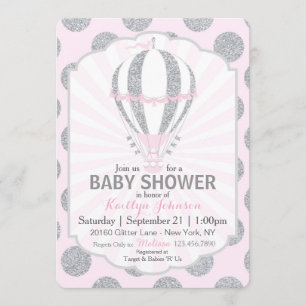 Invitation Baby shower chaud rose de ballon à air
