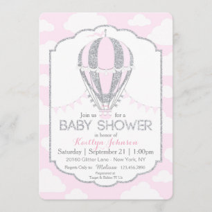 Invitation Baby shower chaud rose de fille de ballon à air