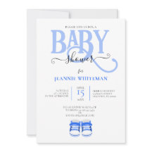 BABY-SHOWER, CHAUSSURES BLEUES, TYPOGRAPHIE BLEUE