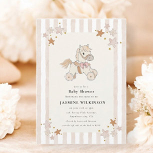 Invitation Baby shower Cheval à l'aquarelle avec réponse QR C
