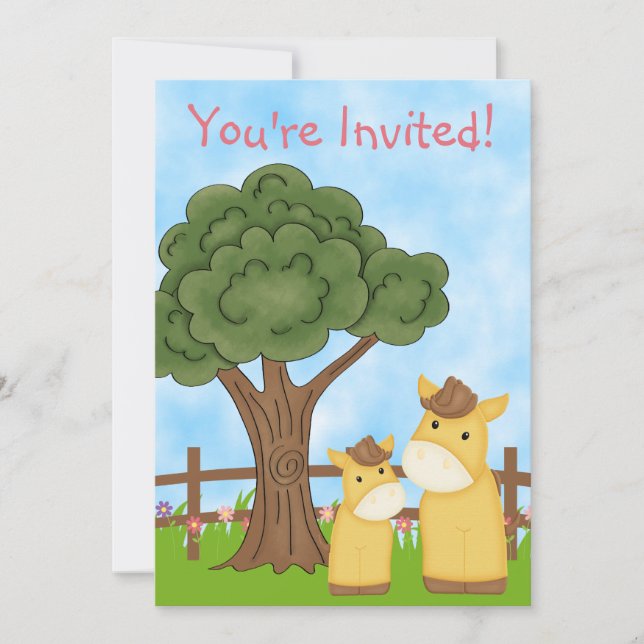 Invitation Baby shower Cheval Personnalisé ~ Fille (Devant)