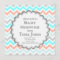 Invitation Baby shower Chevron
