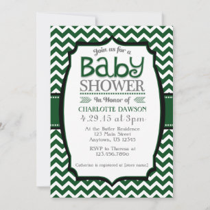Invitation Baby shower Chevron blanc foncé