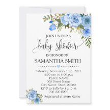 Baby shower chic boho floral bleu