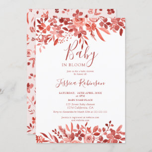 Invitation Baby shower chic Boho floral terre cuite aquarelle
