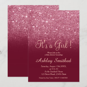 Invitation Baby shower chic de fille d'ombre de parties