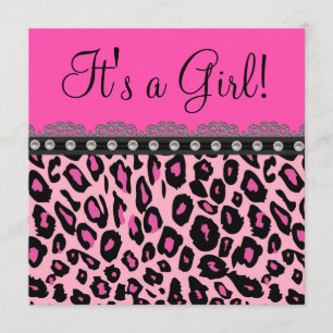 Invitation Baby shower chic de léopard rose