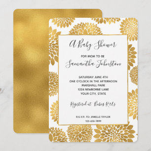Invitation Baby shower Chic Gold Flowers