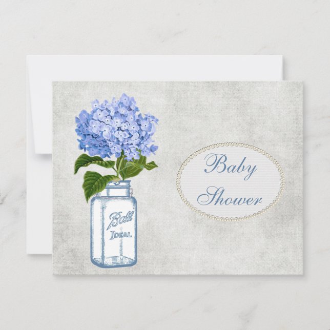 Invitation Baby shower chic minable de pot et d'hortensia de (Devant)