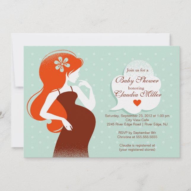 Invitation Baby shower Chic Modern de maman enceinte (Devant)
